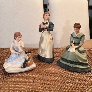 Little Women figurines. Jo, Beth and Meg porcelain figurines.